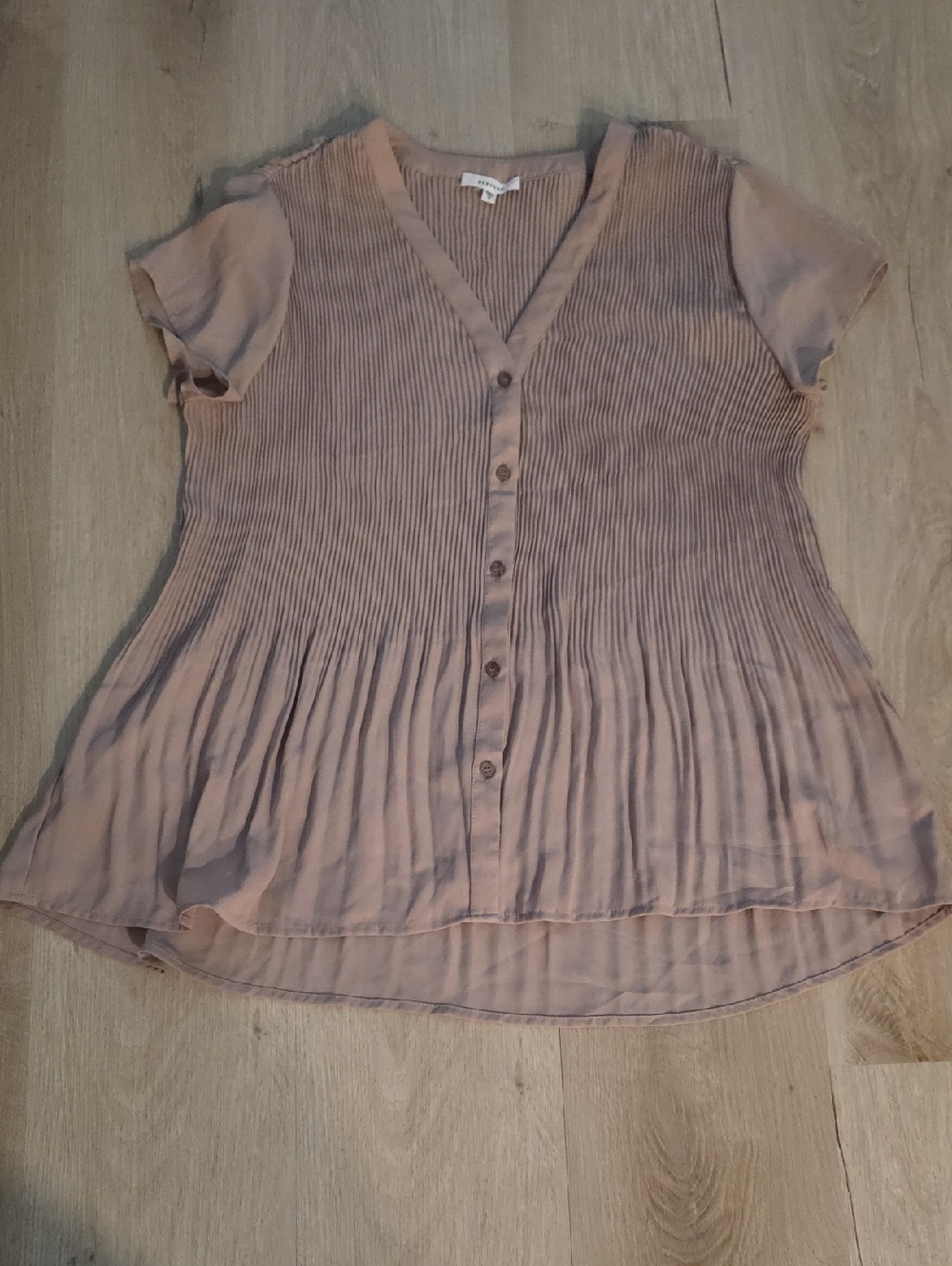 Pleione Pleated Button-Front Top